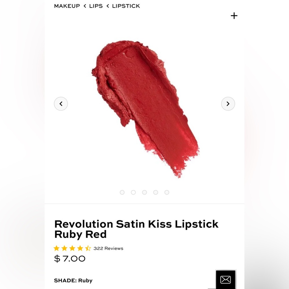 Revolution Satin Kiss‎ Lipstick Ruby Red - Picture 3 of 9